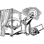 Иисус перед кроватью векторные иллюстрации